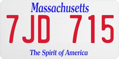 MA license plate 7JD715