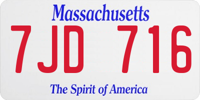 MA license plate 7JD716