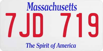 MA license plate 7JD719