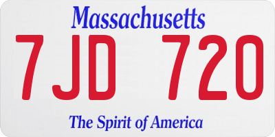 MA license plate 7JD720