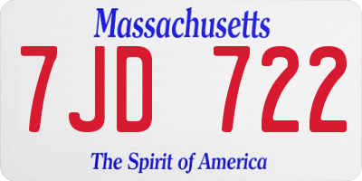 MA license plate 7JD722