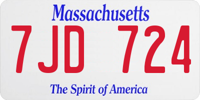 MA license plate 7JD724