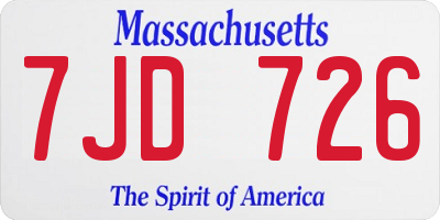 MA license plate 7JD726