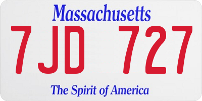 MA license plate 7JD727