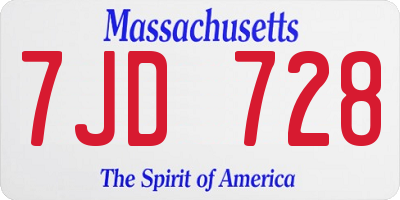 MA license plate 7JD728