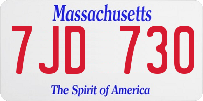MA license plate 7JD730