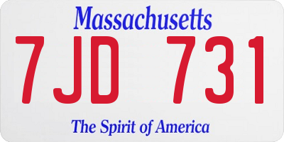 MA license plate 7JD731