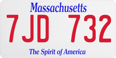 MA license plate 7JD732