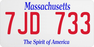 MA license plate 7JD733