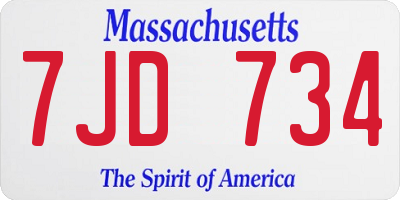 MA license plate 7JD734