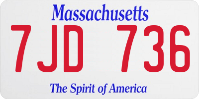 MA license plate 7JD736