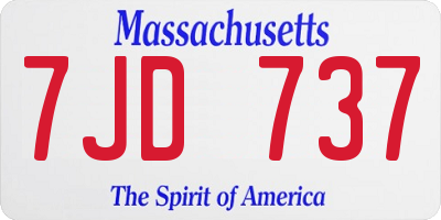 MA license plate 7JD737