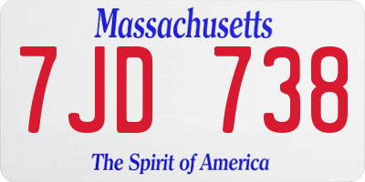 MA license plate 7JD738