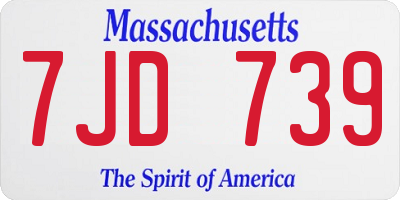 MA license plate 7JD739