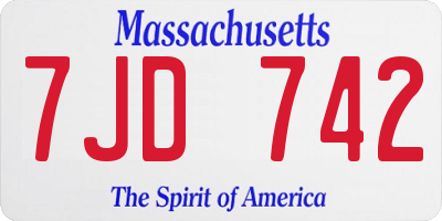MA license plate 7JD742