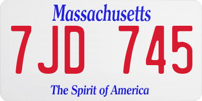 MA license plate 7JD745