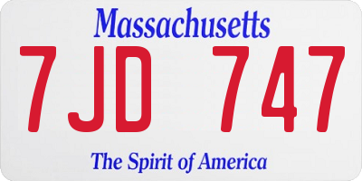 MA license plate 7JD747