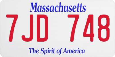 MA license plate 7JD748