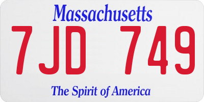 MA license plate 7JD749