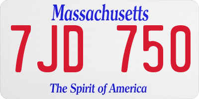 MA license plate 7JD750