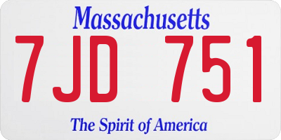 MA license plate 7JD751