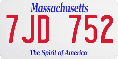 MA license plate 7JD752