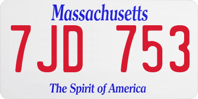 MA license plate 7JD753
