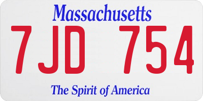 MA license plate 7JD754