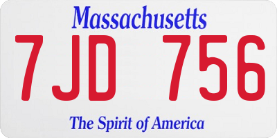 MA license plate 7JD756