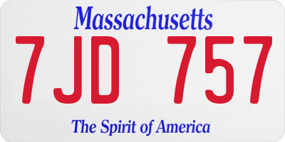 MA license plate 7JD757