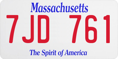MA license plate 7JD761