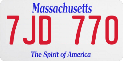 MA license plate 7JD770