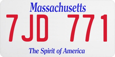 MA license plate 7JD771