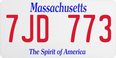 MA license plate 7JD773