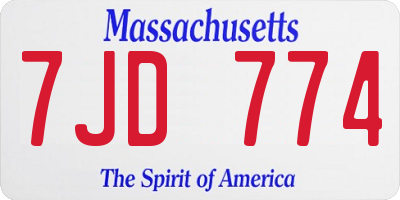 MA license plate 7JD774