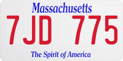 MA license plate 7JD775