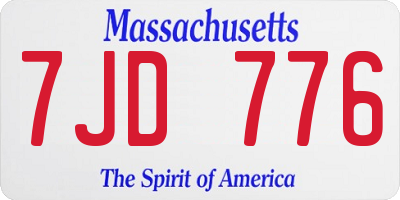 MA license plate 7JD776