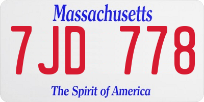 MA license plate 7JD778