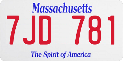 MA license plate 7JD781