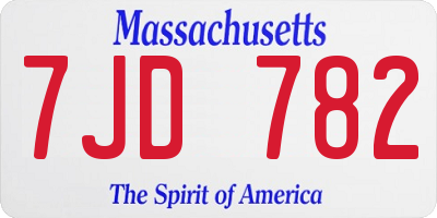 MA license plate 7JD782