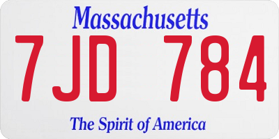 MA license plate 7JD784