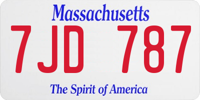 MA license plate 7JD787