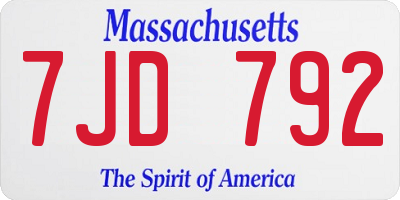 MA license plate 7JD792