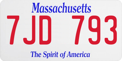 MA license plate 7JD793