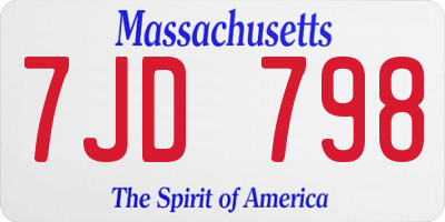 MA license plate 7JD798