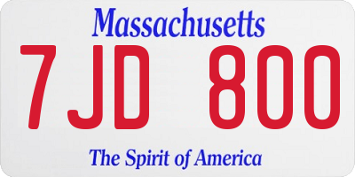 MA license plate 7JD800