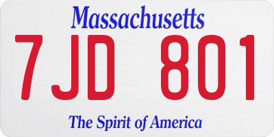 MA license plate 7JD801