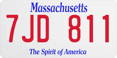 MA license plate 7JD811