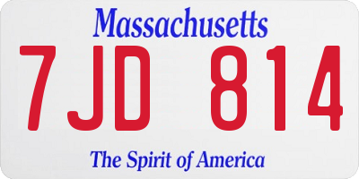 MA license plate 7JD814