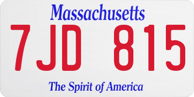 MA license plate 7JD815